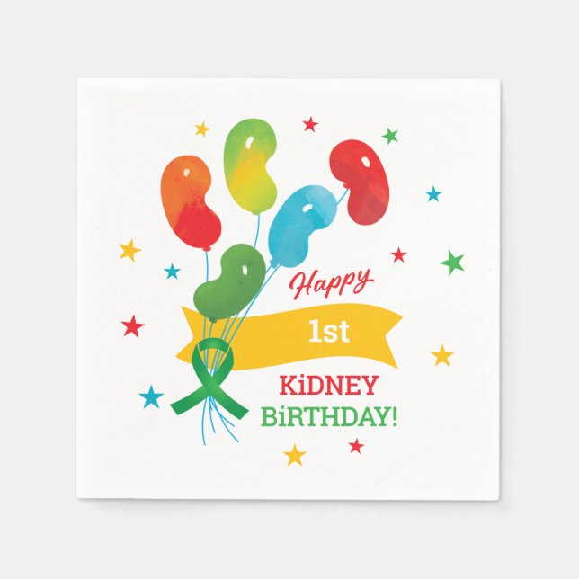 Anpassningsbar Kidney Transplant Birthday Pappersservett (Framsidan)