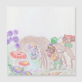 Anpassningsbar Kids Artwork, två söta mus, blommor