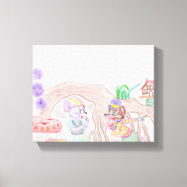 Anpassningsbar Kids Artwork, två söta mus, blommor Canvastryck