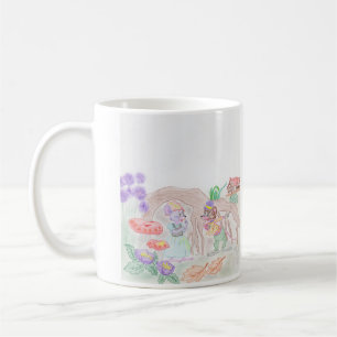 Anpassningsbar Kids Artwork, två söta mus, blommor Kaffemugg