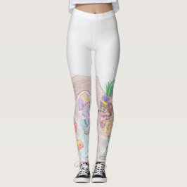 Anpassningsbar Kids Artwork, två söta mus, blommor Leggings