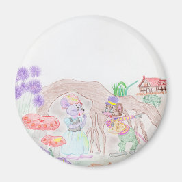Anpassningsbar Kids Artwork, två söta mus, blommor Magnet
