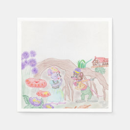 Anpassningsbar Kids Artwork, två söta mus, blommor Pappersservett