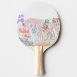 Anpassningsbar Kids Artwork, två söta mus, blommor Pingisracket