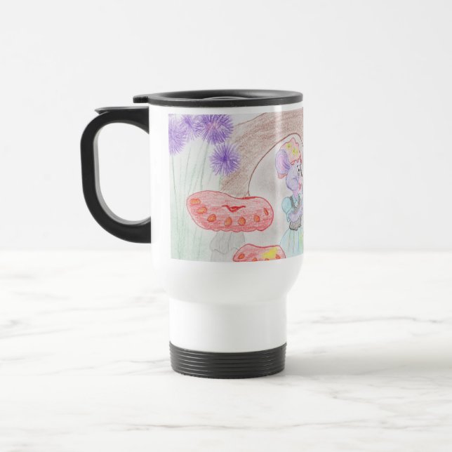 Anpassningsbar Kids Artwork, två söta mus, blommor Resemugg (Vänster)