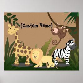 Anpassningsbar Kids Baby Namn JungleZoo Wall Art P Poster