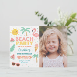 Anpassningsbar Kids Beach Birthday-inbjudan och Pa Inbjudningar