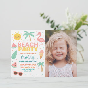 Anpassningsbar Kids Beach Birthday-inbjudan och Pa Inbjudningar