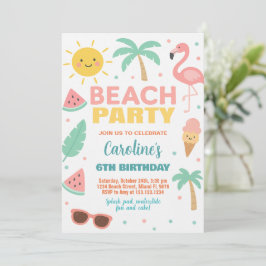 Anpassningsbar Kids Beach Birthday-inbjudan och Pa Inbjudningar