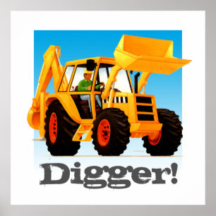 Anpassningsbar Kids Construction Lastbil Gult Digg Poster