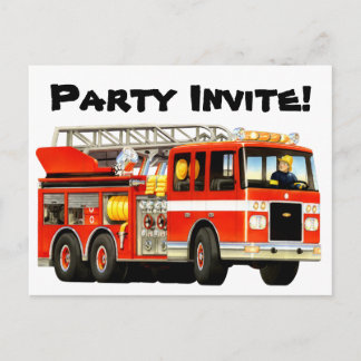 Anpassningsbar Kids Fire Lastbil Party Inbjudan Vykort