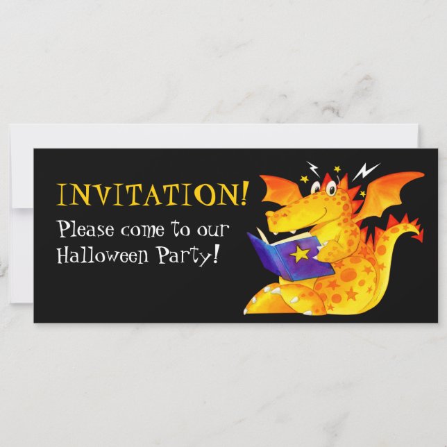 Anpassningsbar Kids flotta Baby Dragon Halloween Inbjudningar (Framsida)
