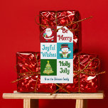 Anpassningsbar Kids i  Santa Collage Santa Snögubb Presentetikett<br><div class="desc">Den här söta anpassningsbarnas märkre med julklappar har ett vackert kollage av alla dina favorithäftklamrar. Jolly Jultomten på rött, söt Julgran på grönt, glatta snögubbe på blått, och godhjärtad penguin med en halsduk bredvid er personlig text. Anpassa dina egna helgdag med denna fantastiska och roligt design. I lycklig står Holly...</div>