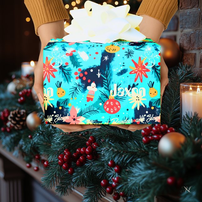 Anpassningsbar Kids jul med Snöflingor & Orantions Presentpapper (Skapare uppladdad)