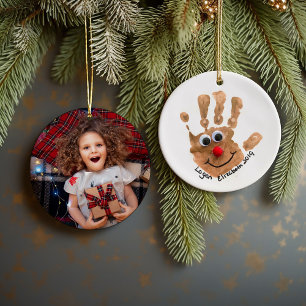 Anpassningsbar Kids konst och Photo Keepsak Julgransprydnad Keramik