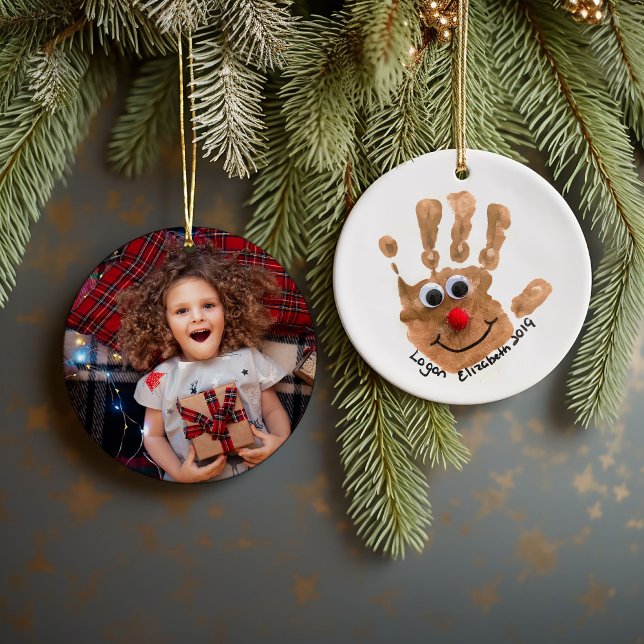 Anpassningsbar Kids konst och Photo Keepsak Julgransprydnad Keramik (Skapare uppladdad)