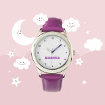 Anpassningsbar Kids Namn Steel Lila Leather Girls  Armbandsur<br><div class="desc">Gör varje ögonblick speciell med vår Anpassningsbar Kids Namn Watch! Denna personlig är en perfekt för barn i alla åldrar, och deras namn är djärvt tryckt på ansikte i klockan. Den här klockan är tillgänglig i pulserande färg- och roligt-design och gör att man lär sig tid både snyggt och spännande....</div>