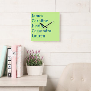 Anpassningsbar Kids Namn Wall Clock för Mamma & Gr Fyrkantig Klocka