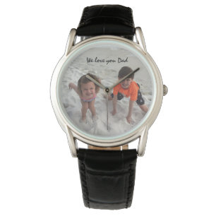Anpassningsbar Kids Photo for Pappa Black Armbandsur