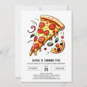 Anpassningsbar Kids Pizza Birthday Inbjudningar