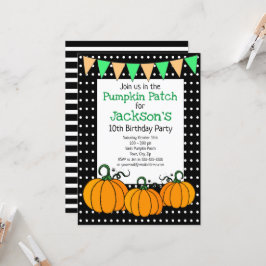 Anpassningsbar Kids Pumpkin Patch Birthday Inbjudningar