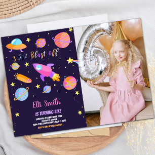 Anpassningsbar Kids Space Party Inbjudan