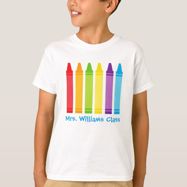 Anpassningsbar Kindergarten Class Fält Resa Crayon T Shirt (Framsida)
