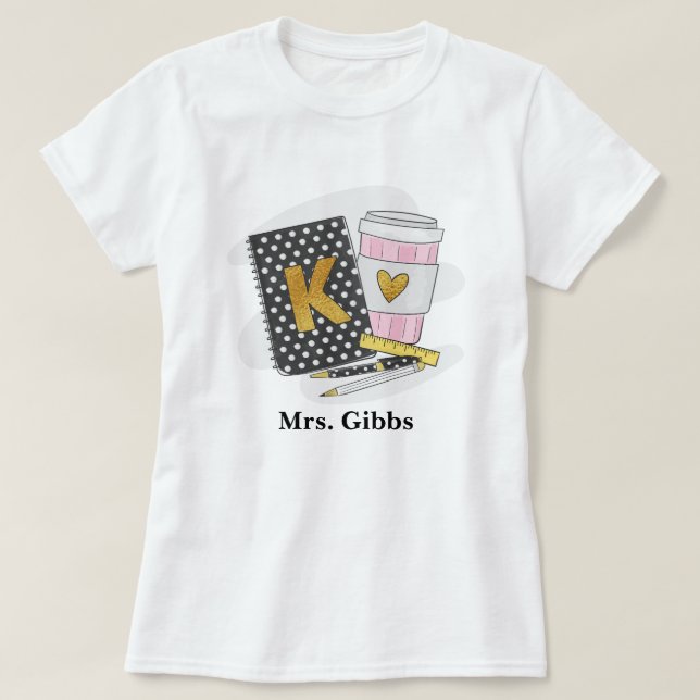 Anpassningsbar Kindergarten Teacher Black Notebook T Shirt (Design framsida)