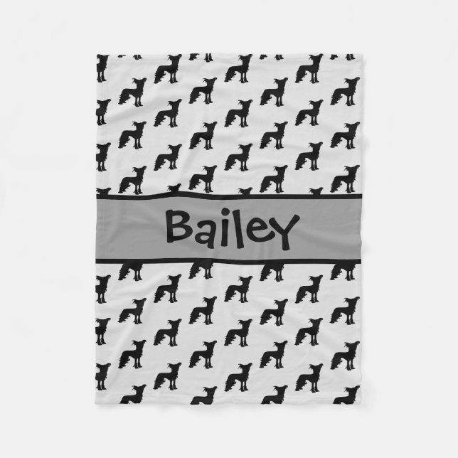 Anpassningsbar Kinesisk Hund Silhouette Fleecefilt (Framsidan)