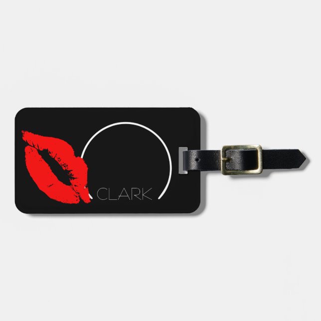 Anpassningsbar Kiss Läppar Black Red Lipstick Clar Bagagebricka (Horisontell Framsida)