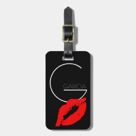 Anpassningsbar Kiss Lip Black Red Lipstick Garcia  Bagagebricka