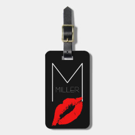 Anpassningsbar Kiss Lip Black Red Lipstick Miller  Bagagebricka
