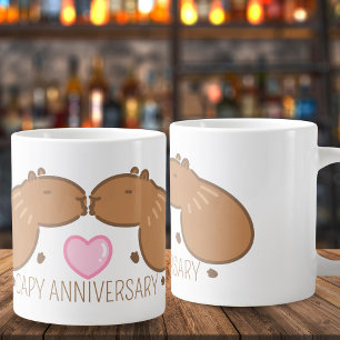 Anpassningsbar Kissing Capybara lite årsdag Jumbo Mugg