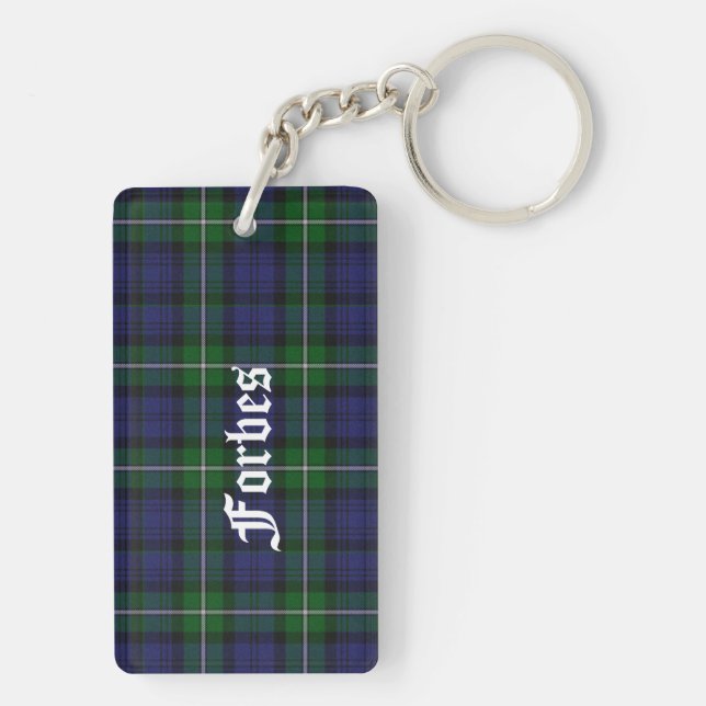 Anpassningsbar Klan Forbes Tartan Plaid Nyckelring (Baksidan)
