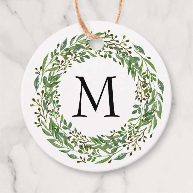 Anpassningsbar Klassisk Grönt Laurel Wand Löv Möns Gåvor Etiketter (Framsida)