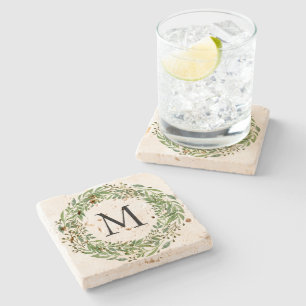 Anpassningsbar Klassisk Grönt Laurel Wand Löv Möns Stenunderlägg