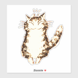 Anpassningsbar-klippt vinyletikett LYCKLIG CAT DES Klistermärken