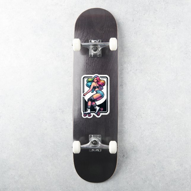 Anpassningsbar-klippt vinyletikett: Roller Girl Klistermärken (Skateboard)