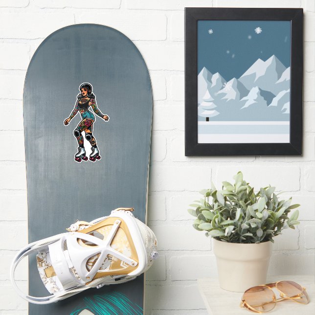 Anpassningsbar-klippt vinyletikett: Roller Girl Klistermärken (Snowboard)