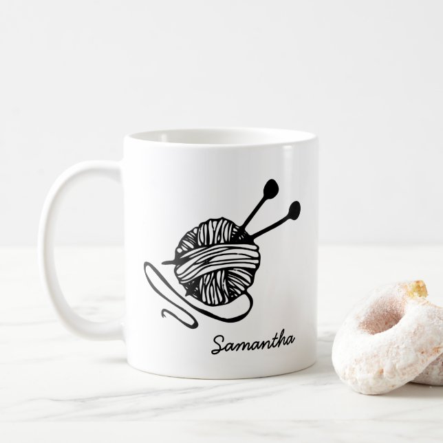 Anpassningsbar Knitting Älskare Gift Personlig Kni Kaffemugg (Med munk)