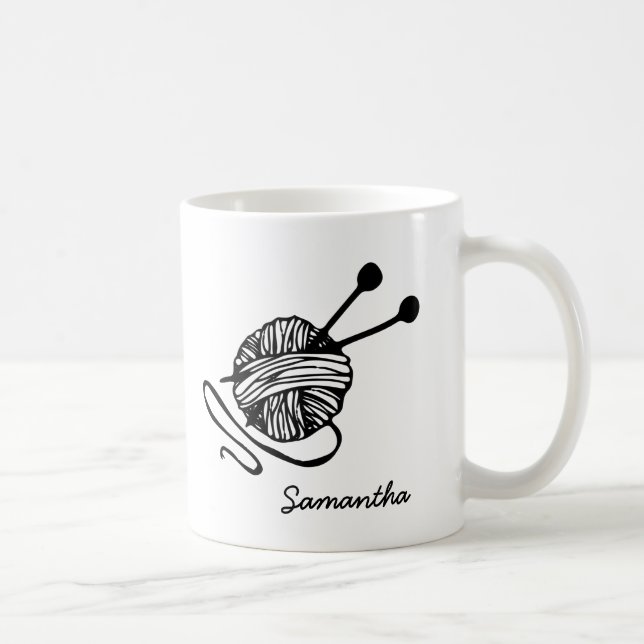 Anpassningsbar Knitting Älskare Gift Personlig Kni Kaffemugg (Höger)