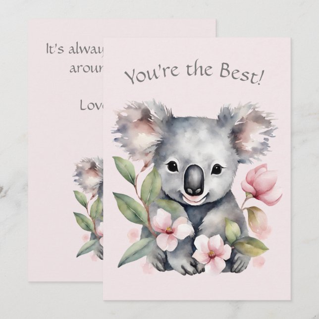 Anpassningsbar Koala Bear Greeting Card Julkort (Fram/baksida)