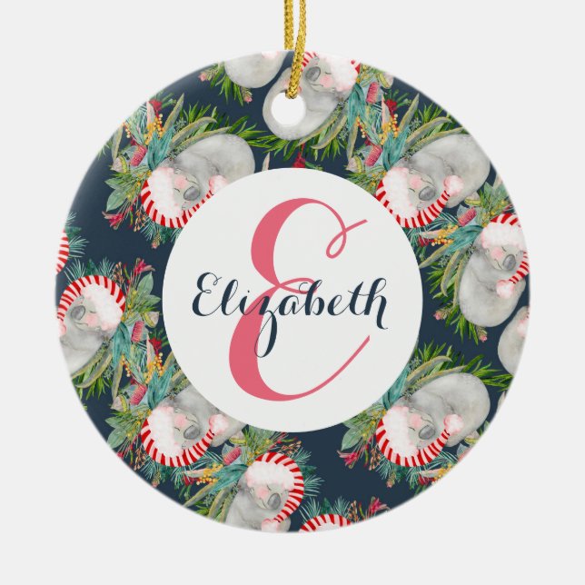 Anpassningsbar Koala jul Blue Julgransprydnad Keramik (Framsidan)