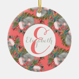 Anpassningsbar Koala Juli Rosa Ceramic Ornament