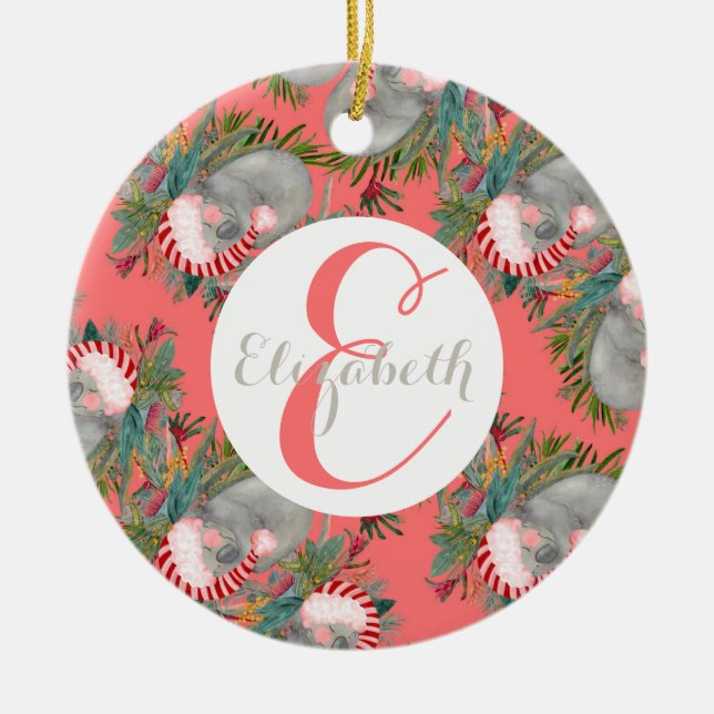 Anpassningsbar Koala Juli Rosa Ceramic Ornament (Framsidan)