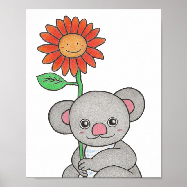 Anpassningsbar koala med blomma poster (Framsidan)
