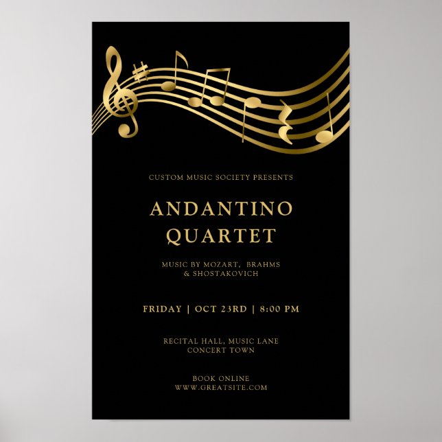 Anpassningsbar konsert Poster Mall Music Guld Note (Framsidan)