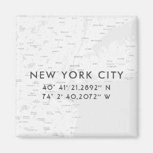 Anpassningsbar-koordinater för New York City Karta Magnet