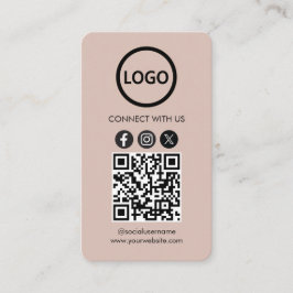 Anpassningsbar-kort, Social Media QR-kod Boho Beig Visitkort