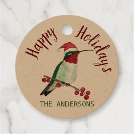 Anpassningsbar Kraft Glad helg Santa Hummingbird Gåvor Etiketter